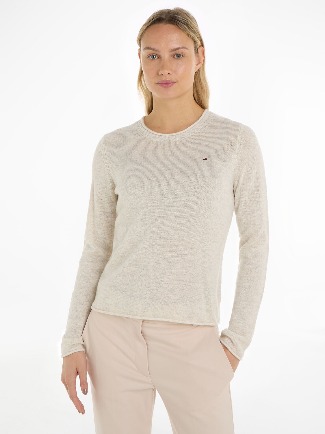 

Джемпер Tommy Hilfiger из мягкой шерсти с круглым вырезом, цвет Древний белый