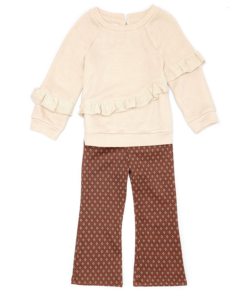 Комплект из трикотажного свитшота и брюк с принтом Bonnie Jean для маленьких девочек от 2 до 6 лет с длинными рукавами и брюками Bootcut, бежевый