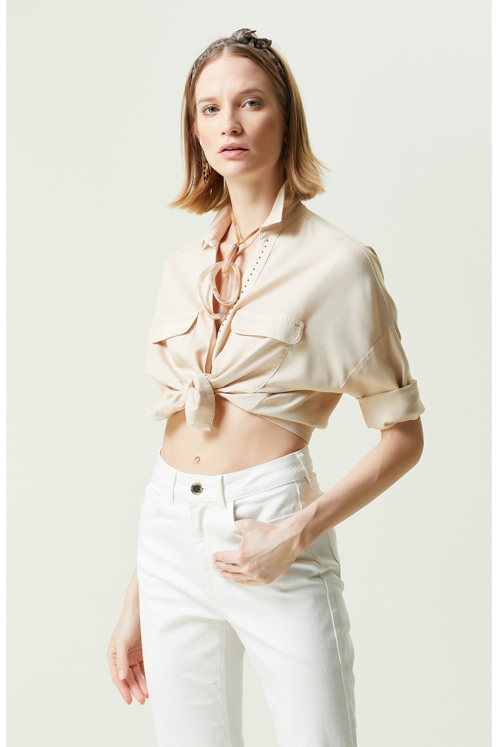 

Бежевая рубашка Basic Fit из лиоцелла Network, бежевый