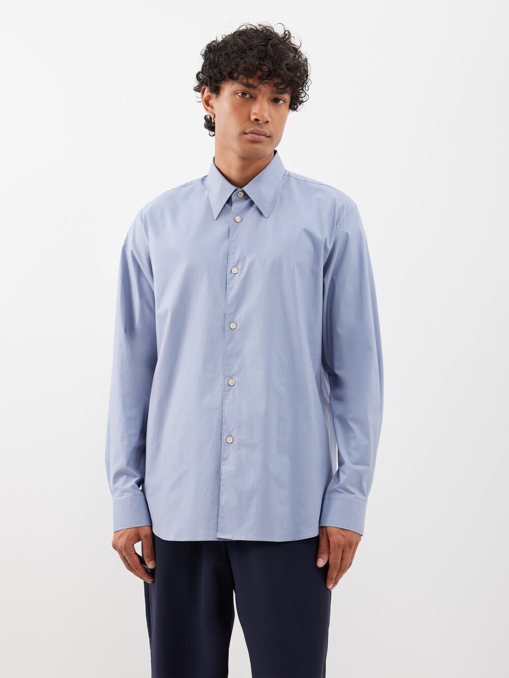 

Рубашка salo из хлопкового поплина с длинными рукавами Acne Studios, синий