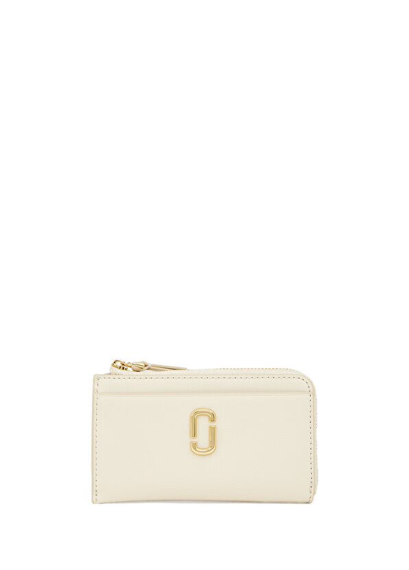 

Женский кожаный кошелек с логотипом цвета экрю Marc Jacobs