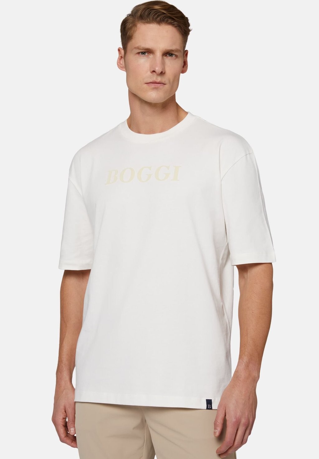 

Футболка с принтом Boggi Milano, белая, Белый