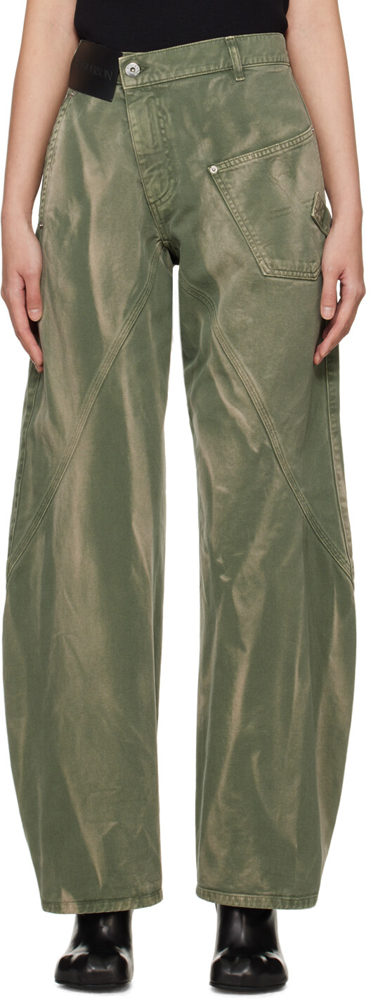 

Зеленые перекрученные джинсы Jw Anderson, цвет Green