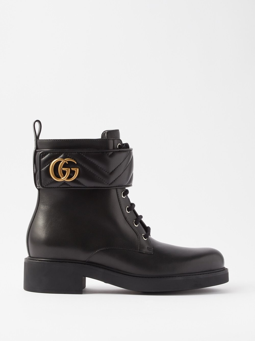 

Кожаные ботильоны с узором gg marmont Gucci, черный