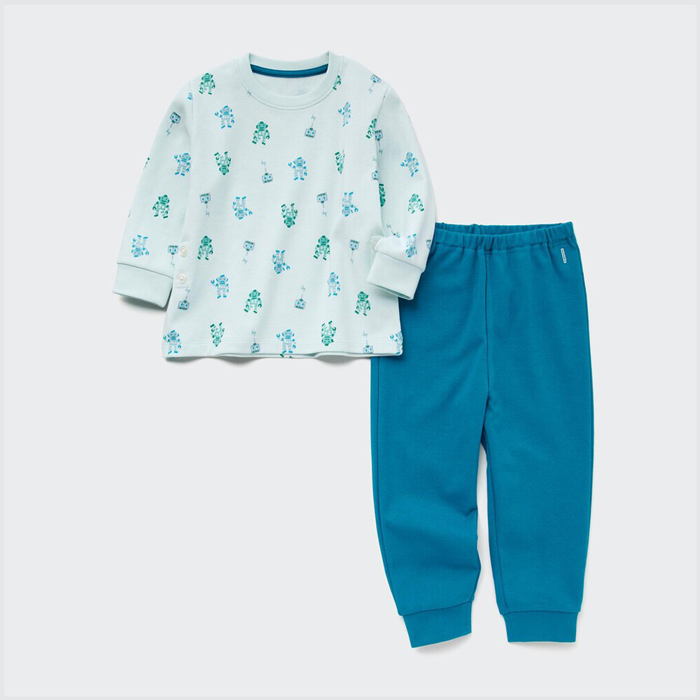 

Мягкая эластичная хлопковая пижама Uniqlo для мальчиков и девочек (с длинными рукавами)
