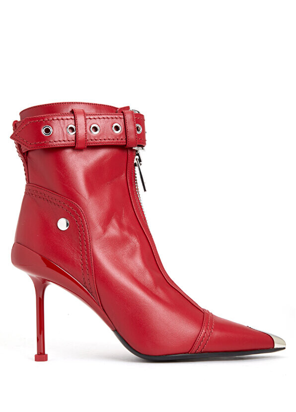 

Красные женские кожаные ботинки slash biker Alexander McQueen