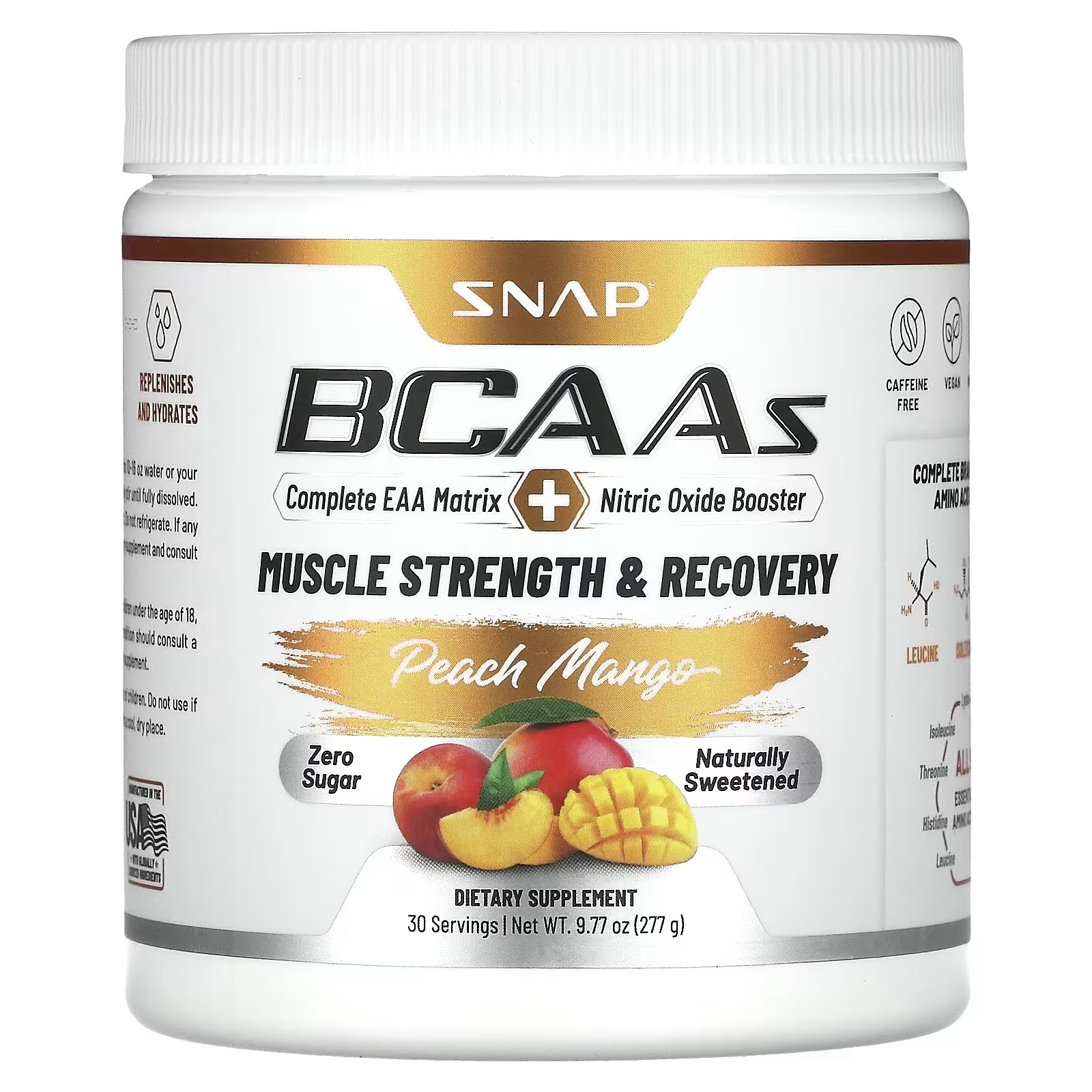Пищевая добавка Snap Supplements BCAA персик и манго, 277 г пищевая добавка snap supplements bcaa гранат и арбуз 277 г
