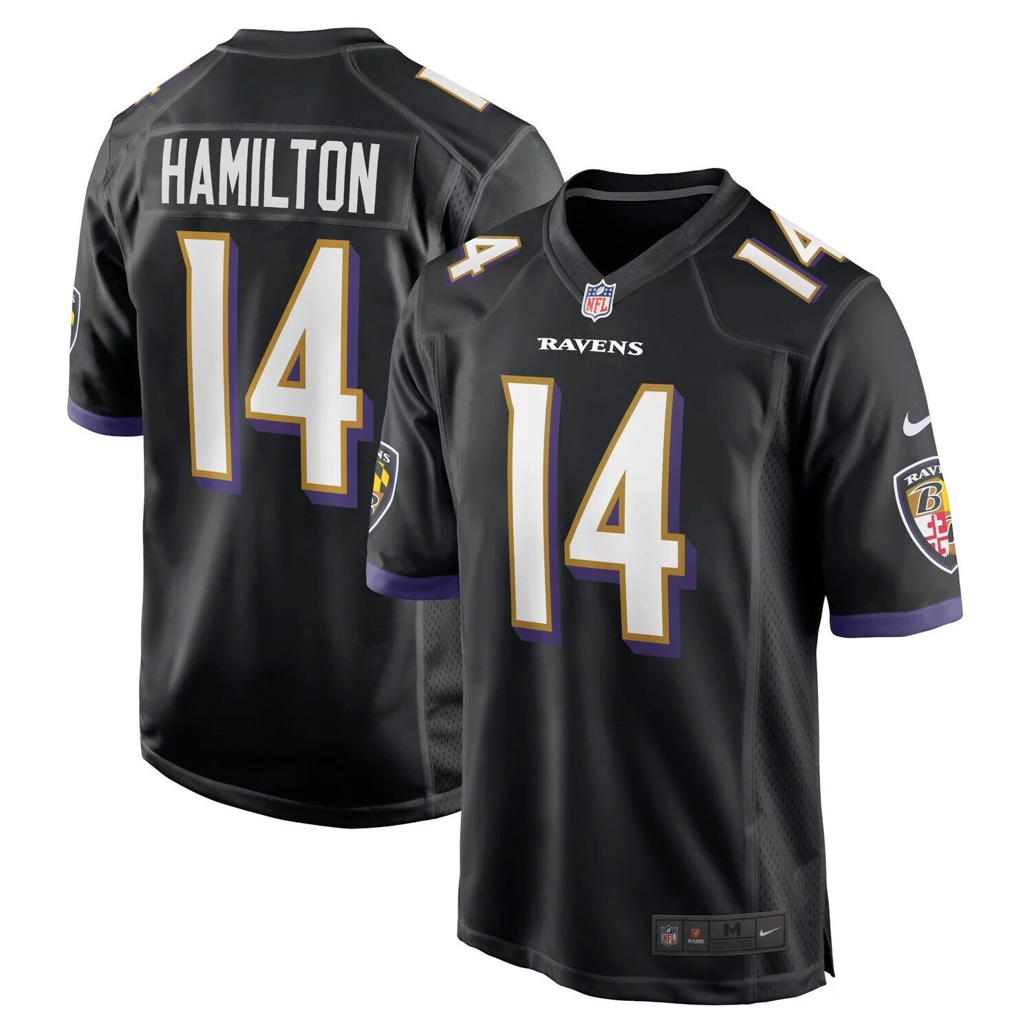 

Мужская черная игровая майка для игрока Kyle Hamilton Baltimore Ravens Nike, Черный