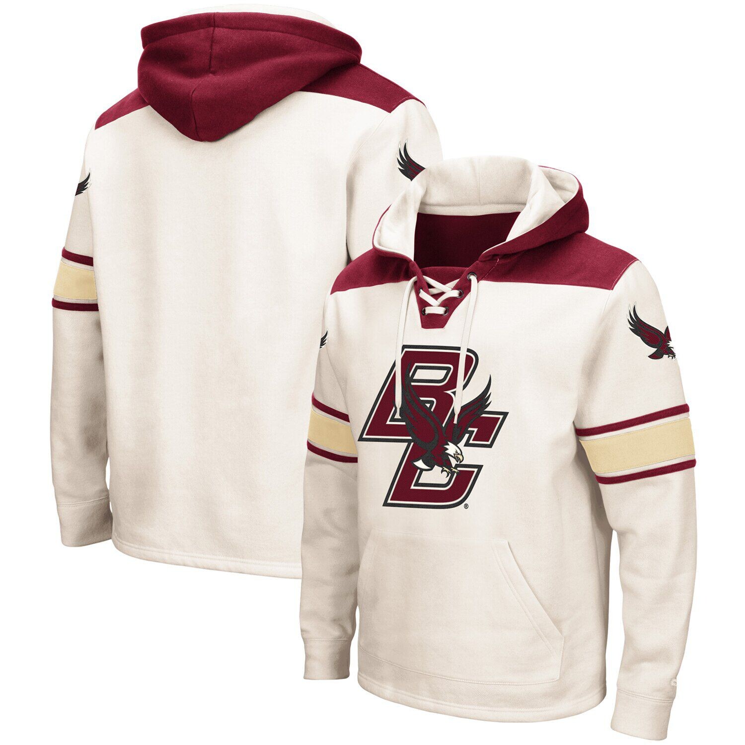 

Мужской кремовый пуловер с капюшоном Boston College Eagles 2.0 на шнуровке Colosseum, Бежевый