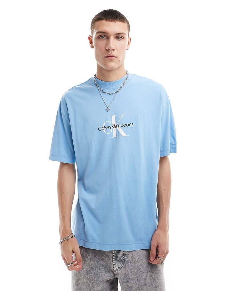 

Calvin Klein Jeans – Archival – Синяя футболка с монограммой и логотипом