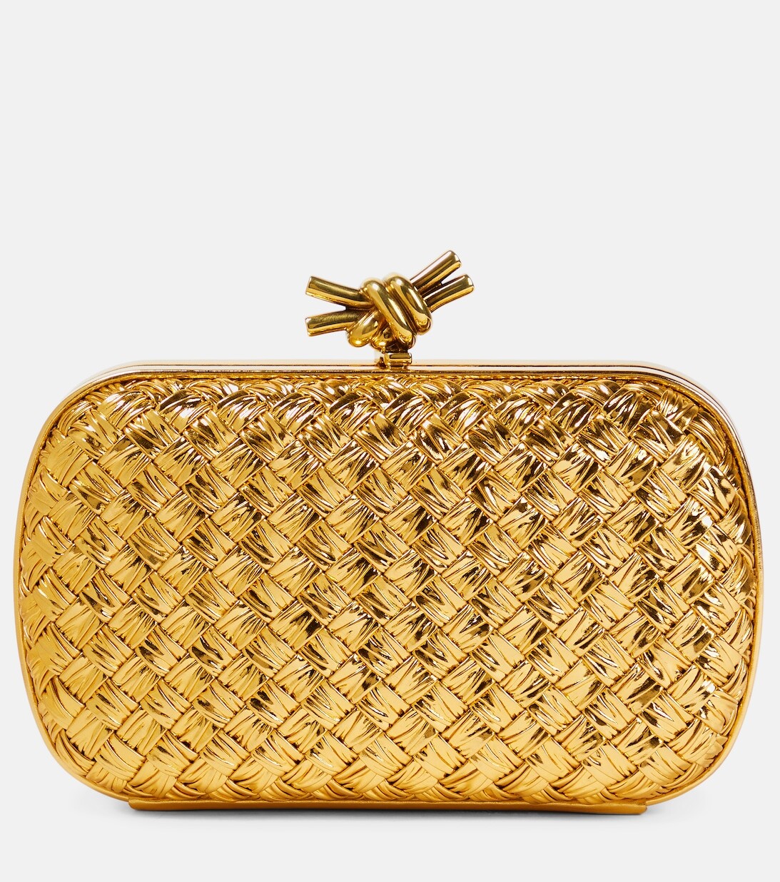 

Клатч Knot из металлизированной кожи Bottega Veneta, золотой
