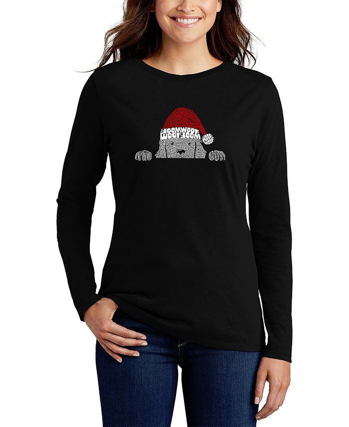 Женская футболка с длинным рукавом и надписью «Рождественская выглядывающая собака» Word Art LA Pop Art, черный re pa чехол накладка artcolor для realme 7i с принтом собака в смешной шапке