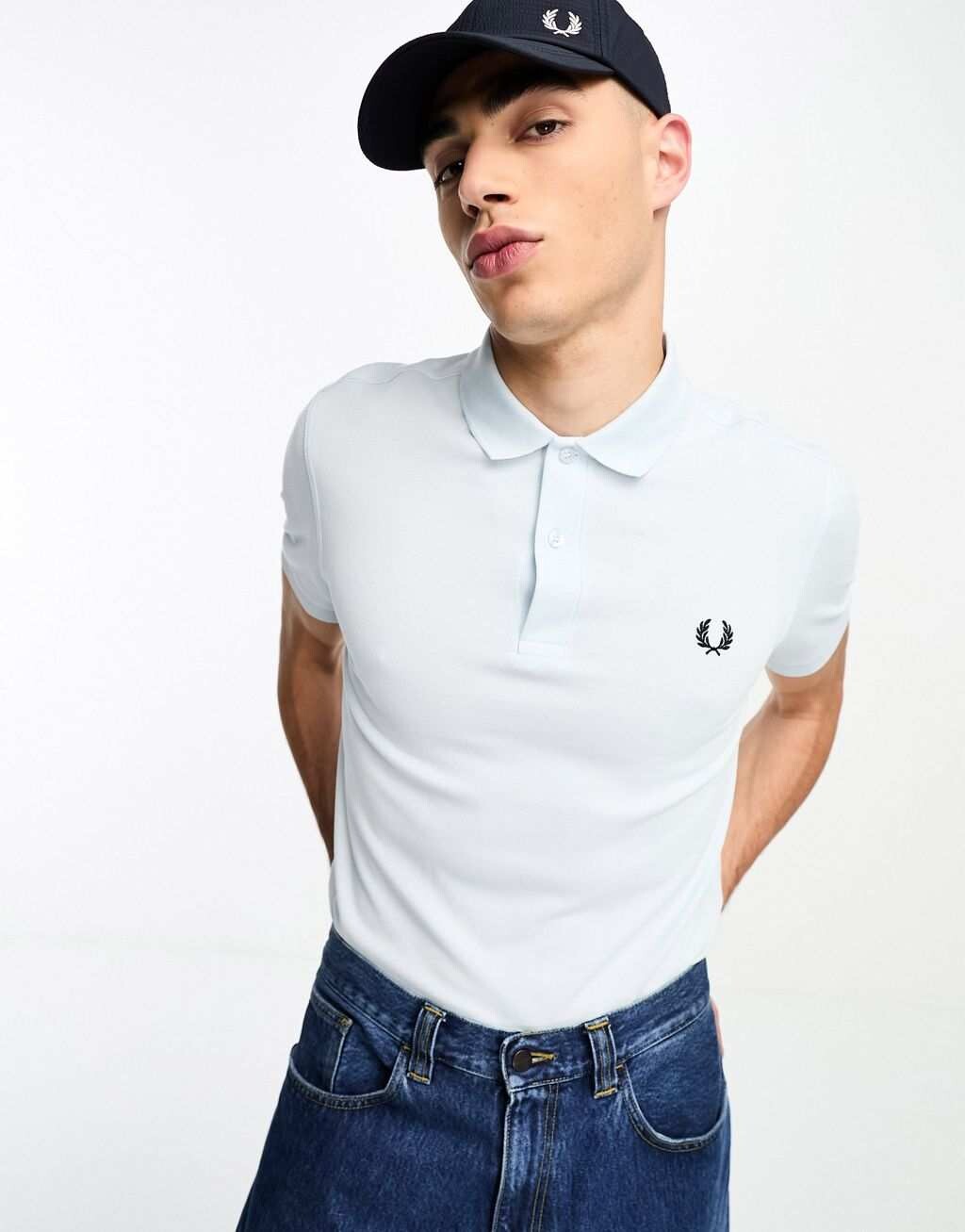 

Голубая однотонная рубашка-поло Fred Perry