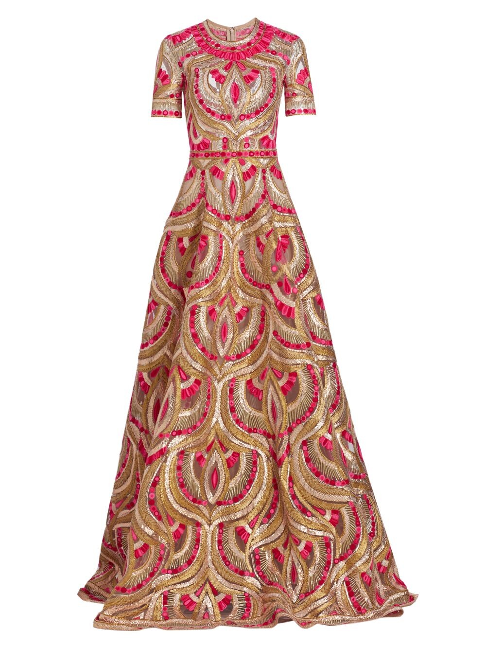 

Вышитое платье с короткими рукавами Naeem Khan, розовый