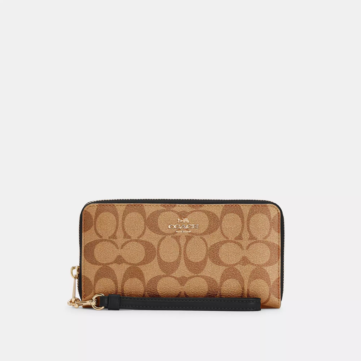 

Длинный кошелек Coach Outlet из фирменной парусины на молнии, цвет Gold/Khaki/Black