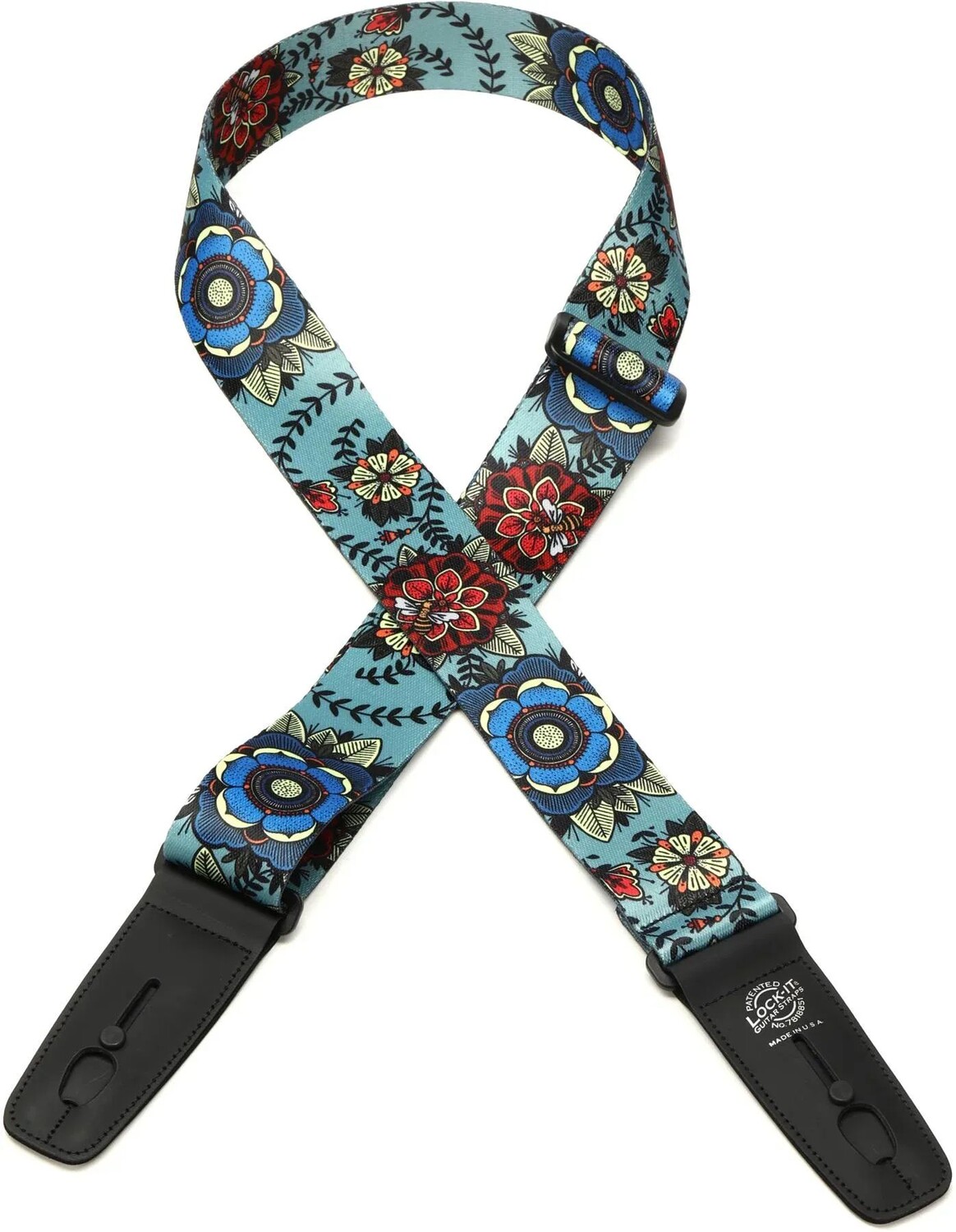 

Ремешок для гитары Lock-It Straps из плюша с запирающимися концами - Цветы