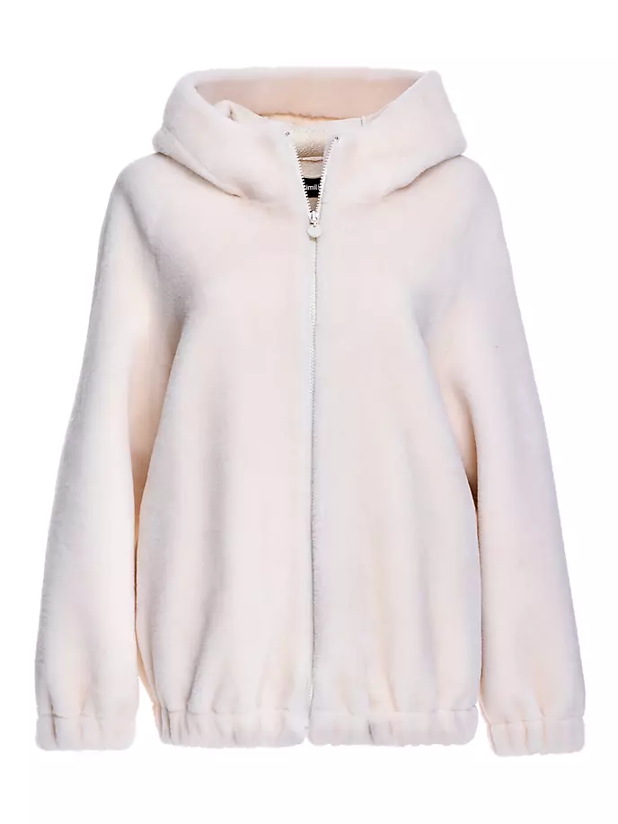 

Толстовка с капюшоном из овчины на молнии Maximilian, цвет off white