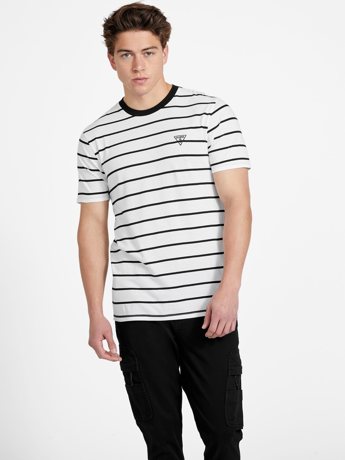 

Футболка Eco Larry в полоску Guess Factory, цвет Pure White