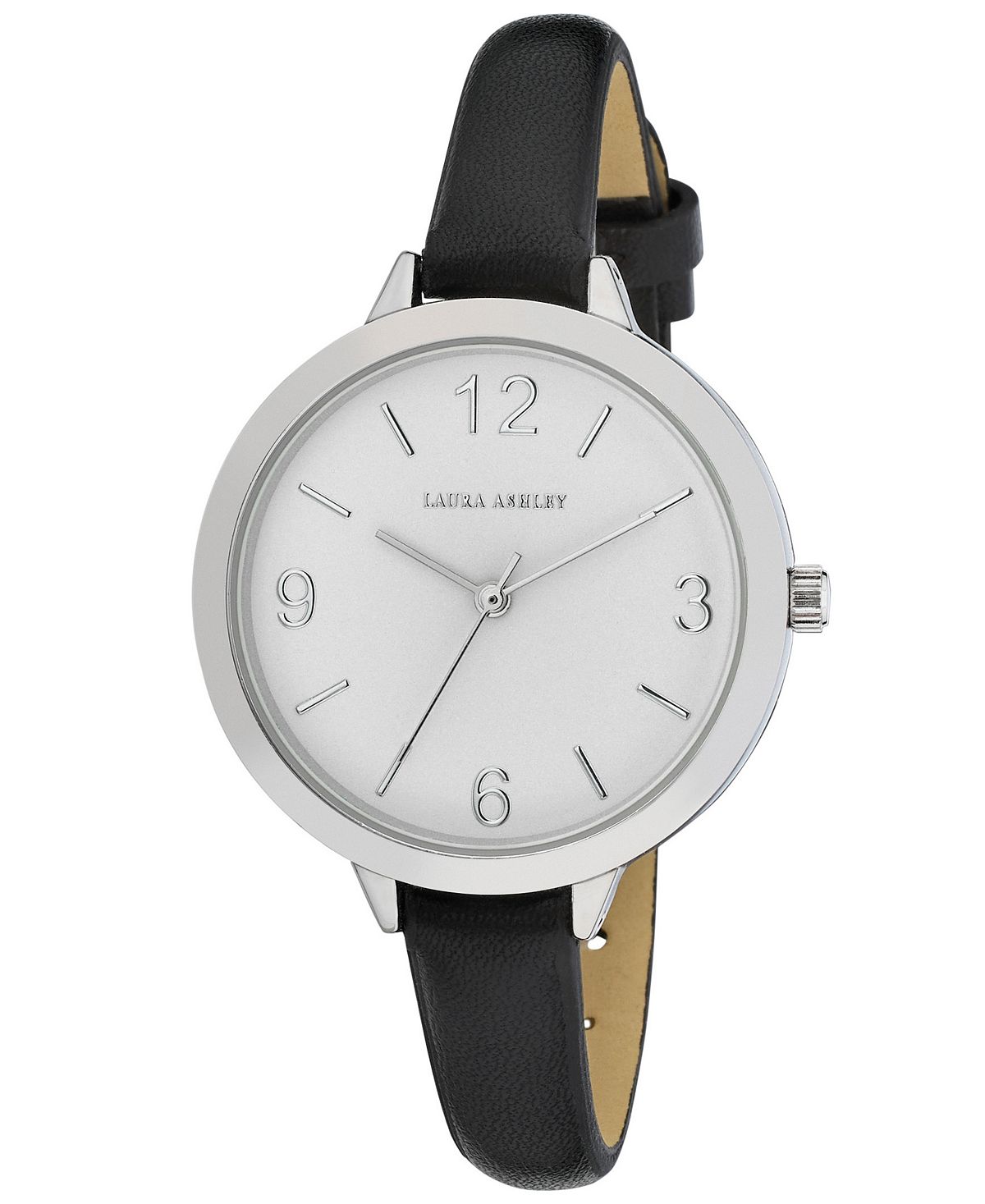 Женские часы с черным полиуретановым ремешком и арабскими цифрами, 36 мм Laura Ashley, черный