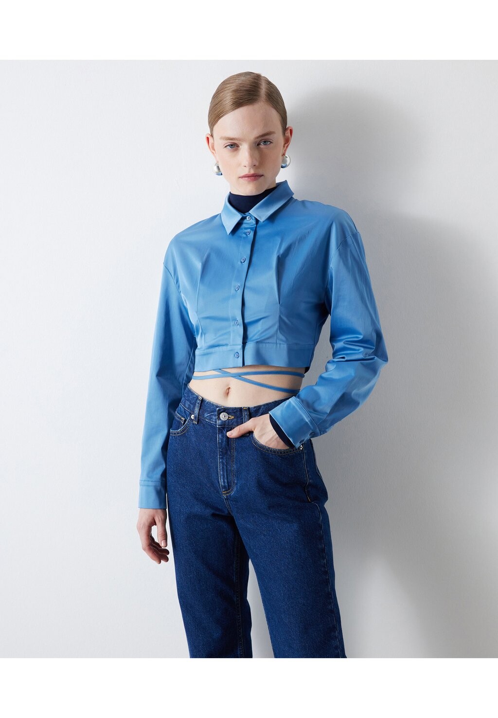 

Блузка-рубашка CROP Ipekyol, цвет blue
