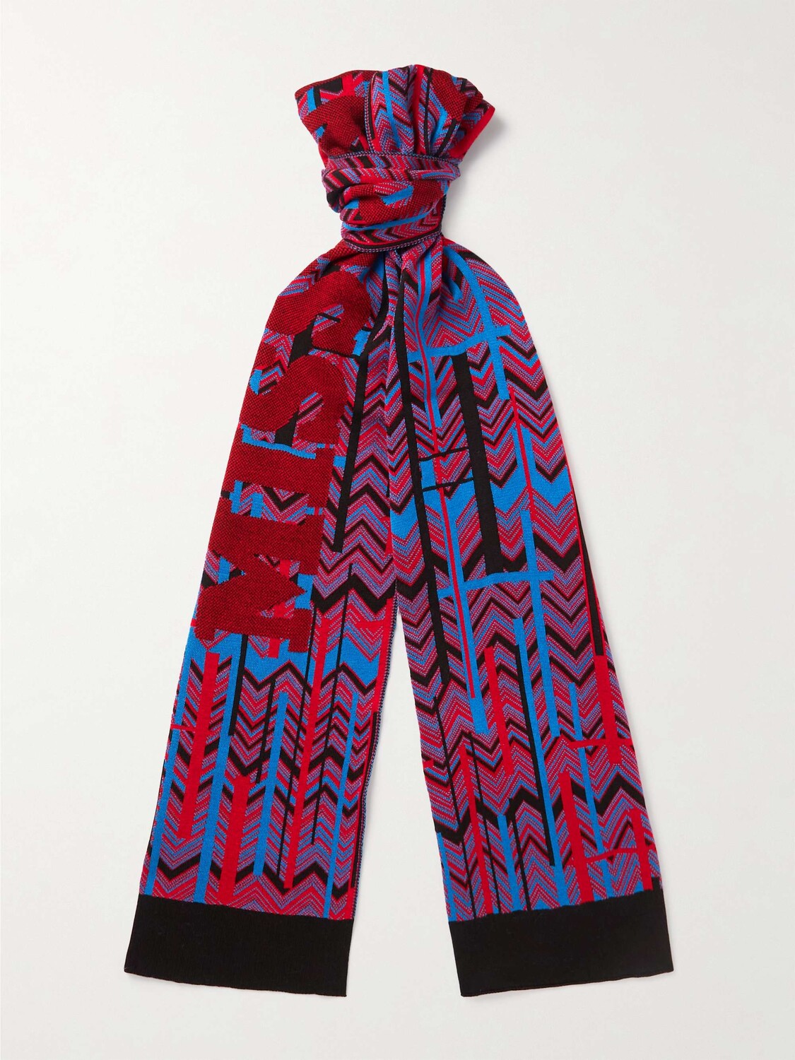 

Хлопковый шарф жаккардовой вязки MISSONI, красный