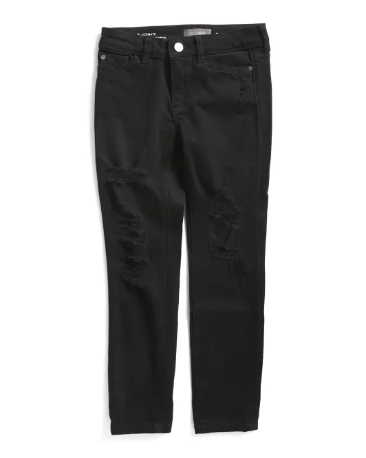 

Прямые джинсы-бойфренды для больших девочек Dl1961, цвет Pitch Distressed