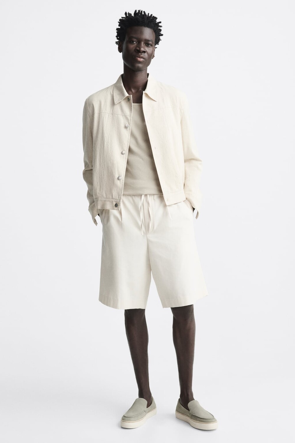 

Спортивные кожаные лоферы ZARA, хаки