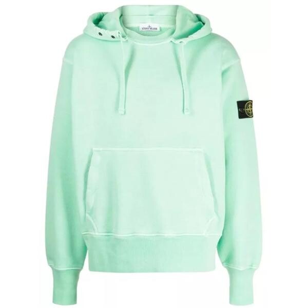 

Футболка compass-motif cotton jersey light green hoodie Stone Island, синий