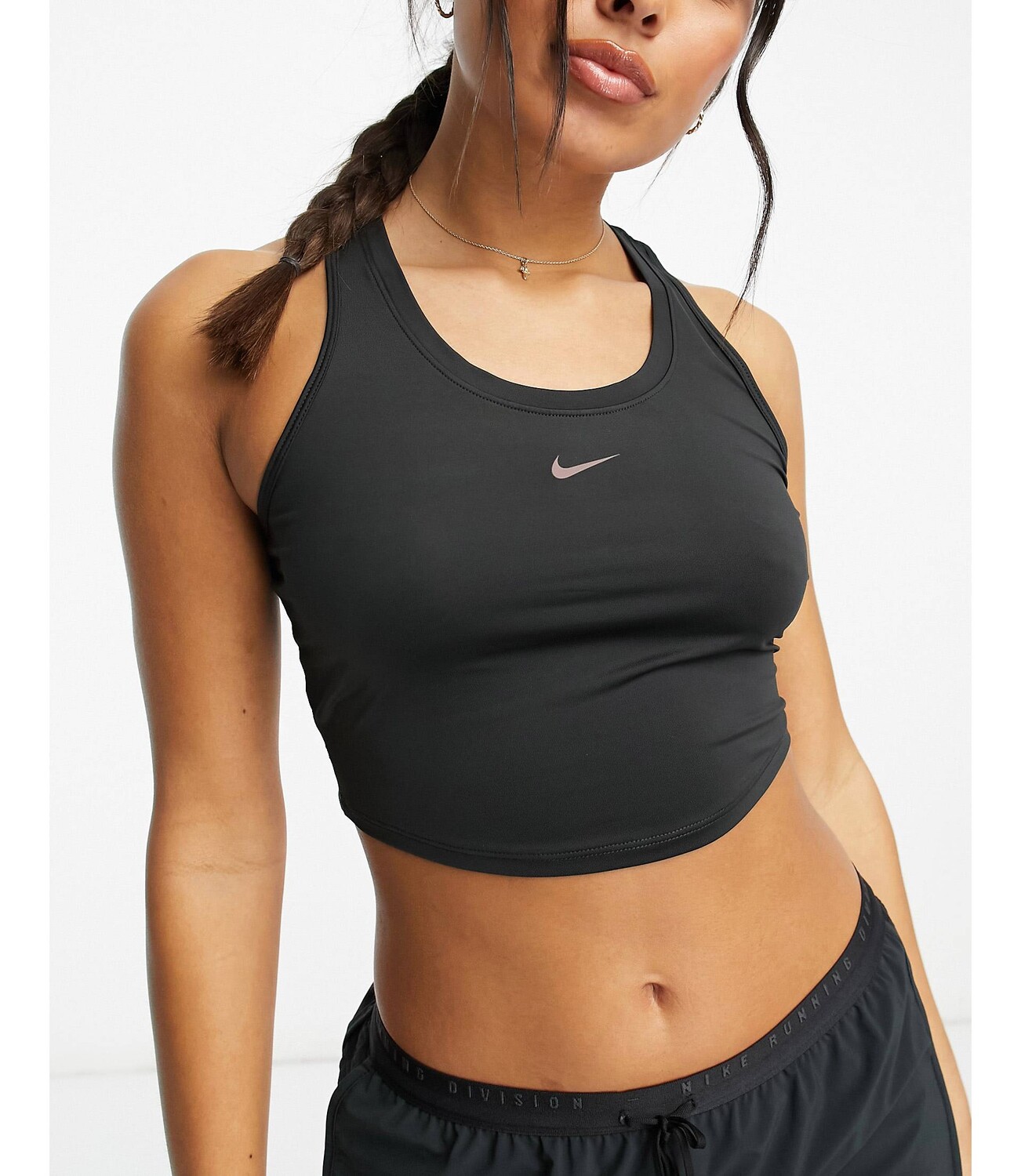

Черная майка прямого кроя с кружевной спиной Nike One Training Nike Training