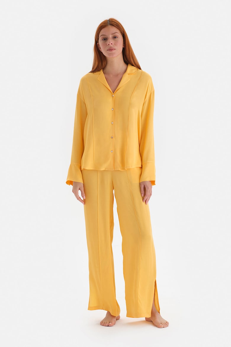 Длинная пижамная рубашка с заниженными рукавами Dagi, желтый