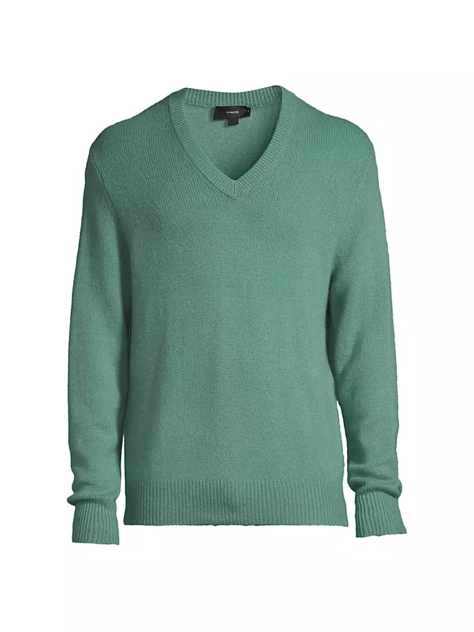 

Кашемировый свитер с V-образным вырезом Vince, цвет mineral green