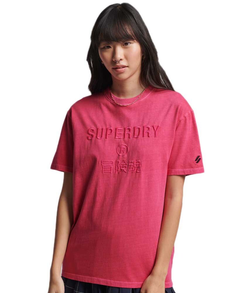 

Футболка Superdry Code Cl Garment Dye Loose, розовый