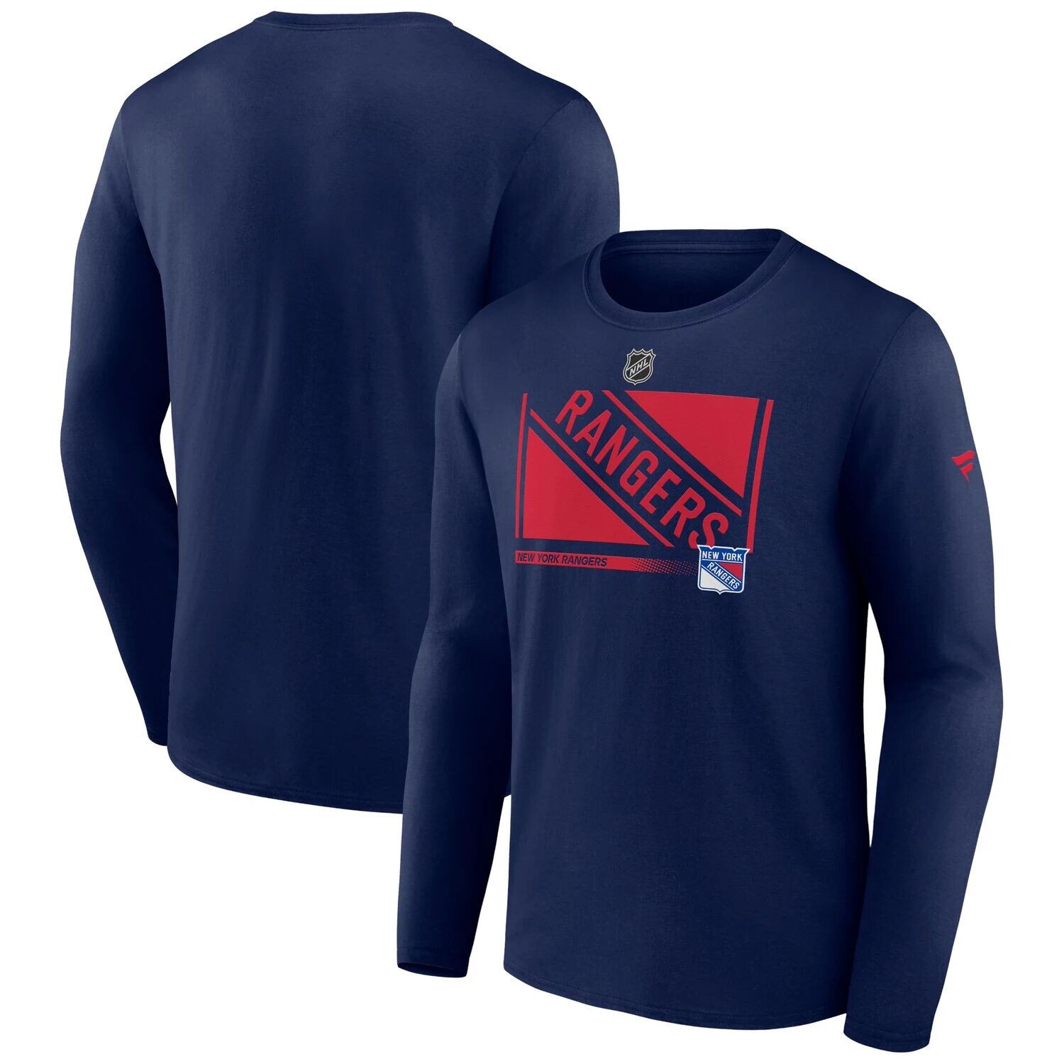

Мужская темно-синяя футболка с длинным рукавом с логотипом Fanatics New York Rangers Authentic Pro Core Collection