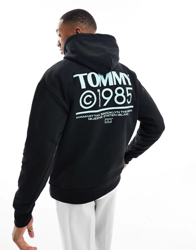 

Черная толстовка свободного кроя с графическим рисунком Tommy Jeans Pop