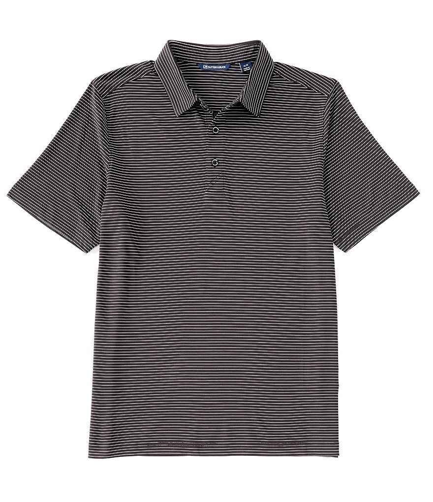 Рубашка-поло с короткими рукавами Cutter & Buck Forge в полоску CB DryTec, черный текстурированная однотонная мужская футболка поло cb drytec genre cutter