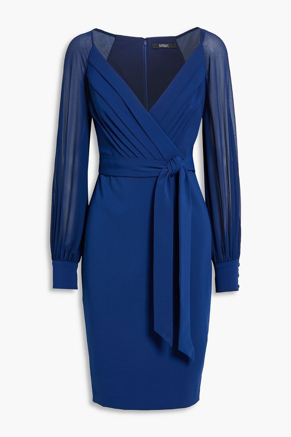 

Платье из шифона и крепа с запахом BADGLEY MISCHKA, индиго