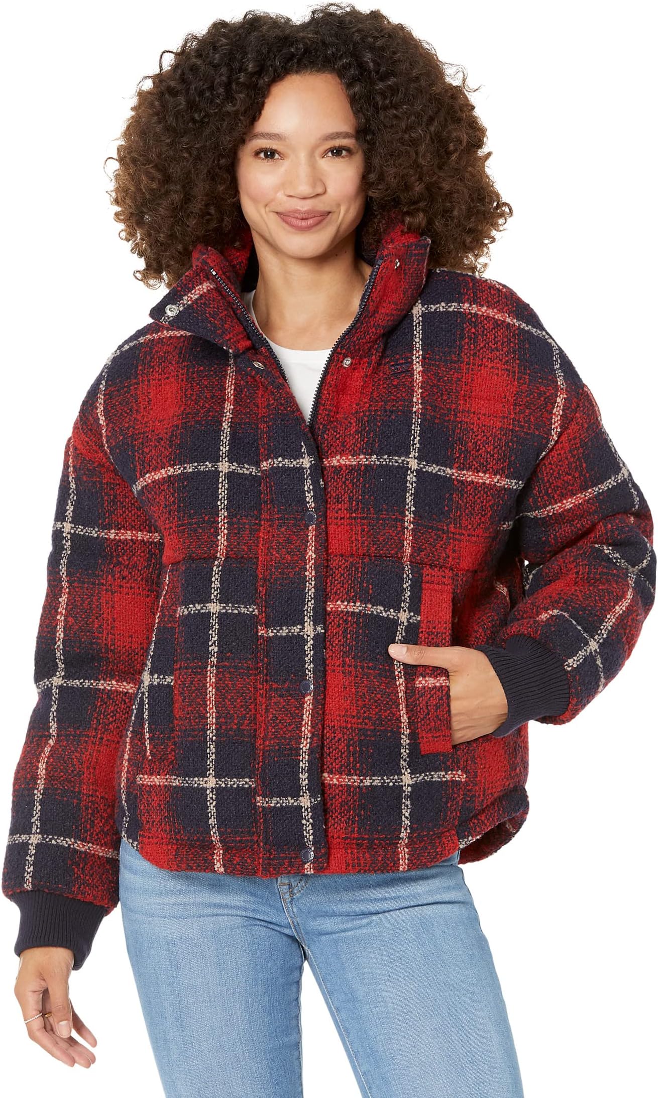 Пальто Stand Collar Wool Puffer Jacket Levi's, цвет Red/Navy/Oatmeal