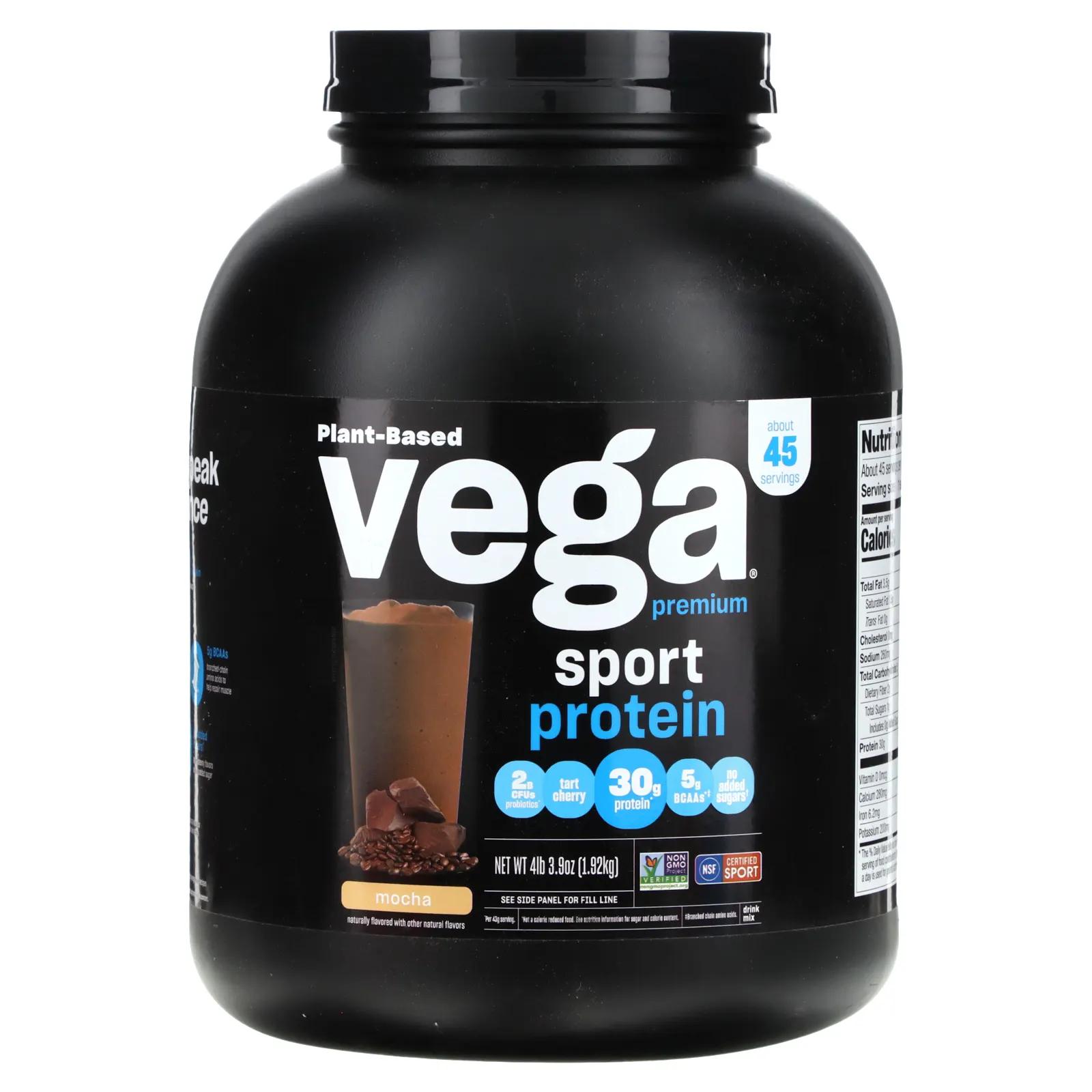 Vega Sport протеин премиального качества на растительной основе мокко 1,92 кг (4 фунта 3,9 унции) фото