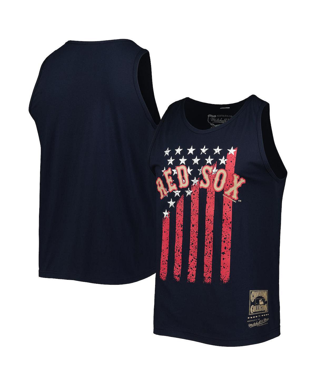 Мужская темно-синяя майка Boston Red Sox Cooperstown Collection Stars and Stripes Mitchell & Ness