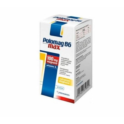 Polomag B6 Max Магний Витамин B6 90 таблеток - Стресс нервной системы и мышц, Novascon