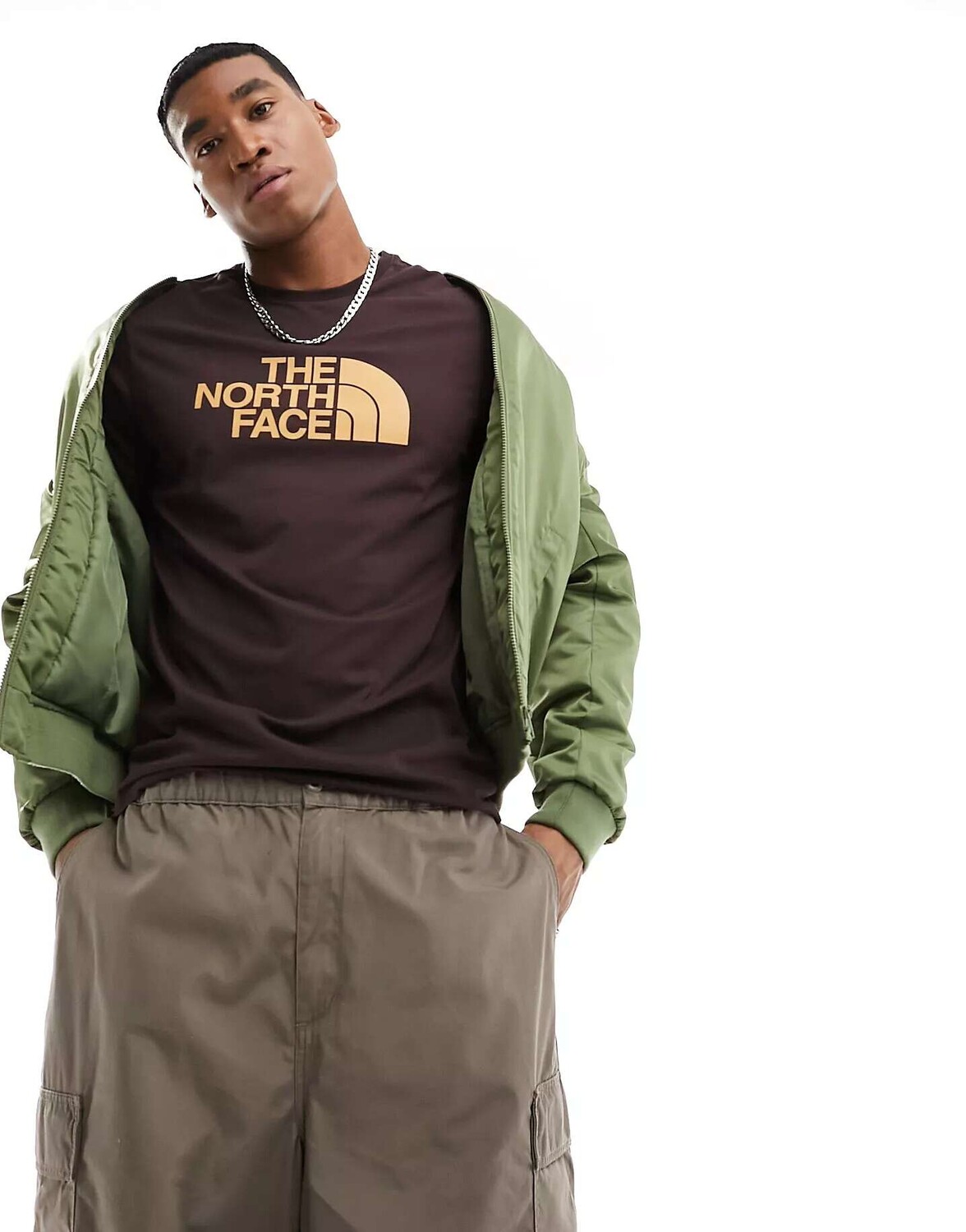 

Коричневая футболка с логотипом на груди The North Face Easy, Коричневый