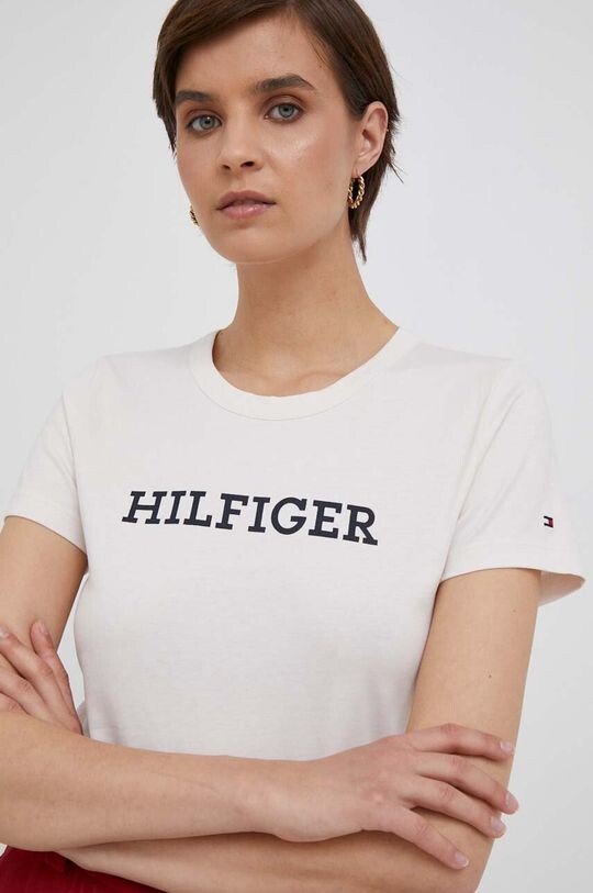 

Хлопковая футболка Tommy Hilfiger, бежевый
