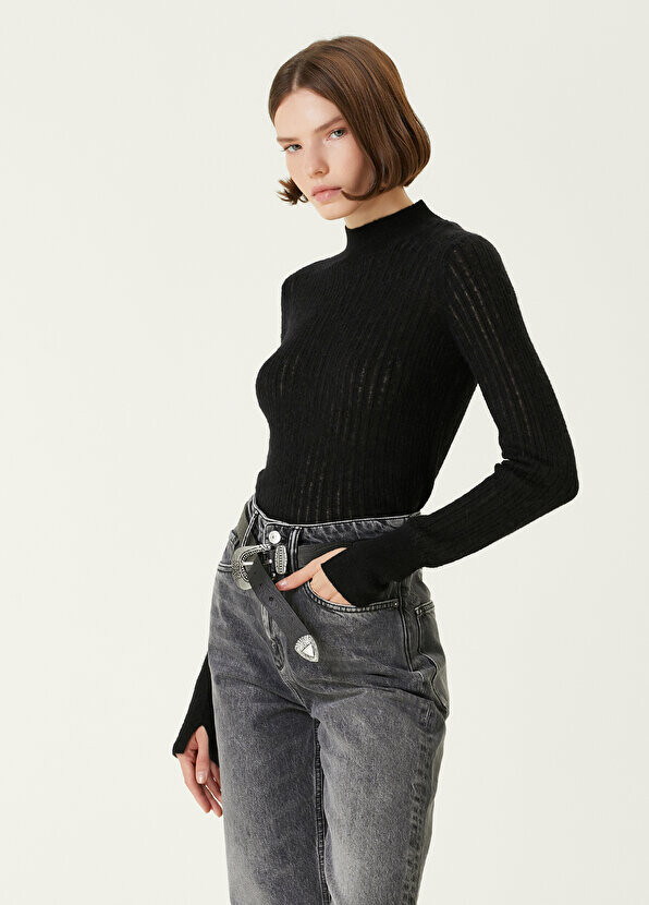 

Черный свитер с воротником стойкой AllSaints