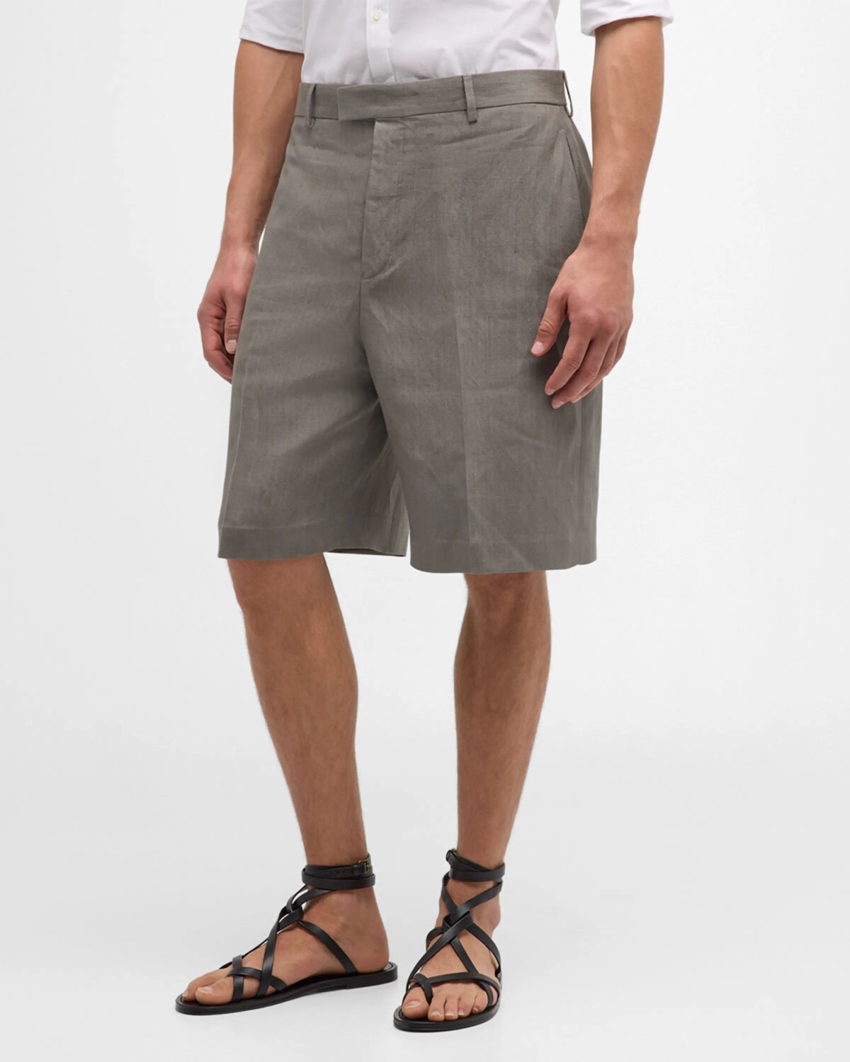 

Мужские шорты из смесового льна Ferragamo, цвет Ash Grey