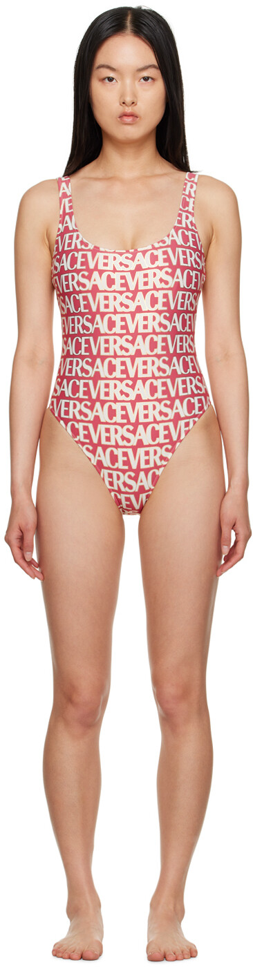 

Красный цельный купальник с принтом Versace Underwear