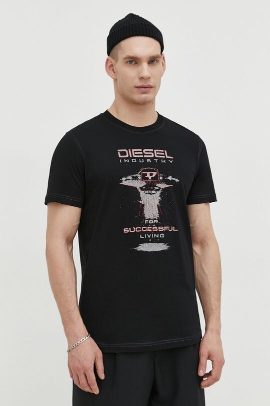 

Хлопковая футболка Diesel, черный