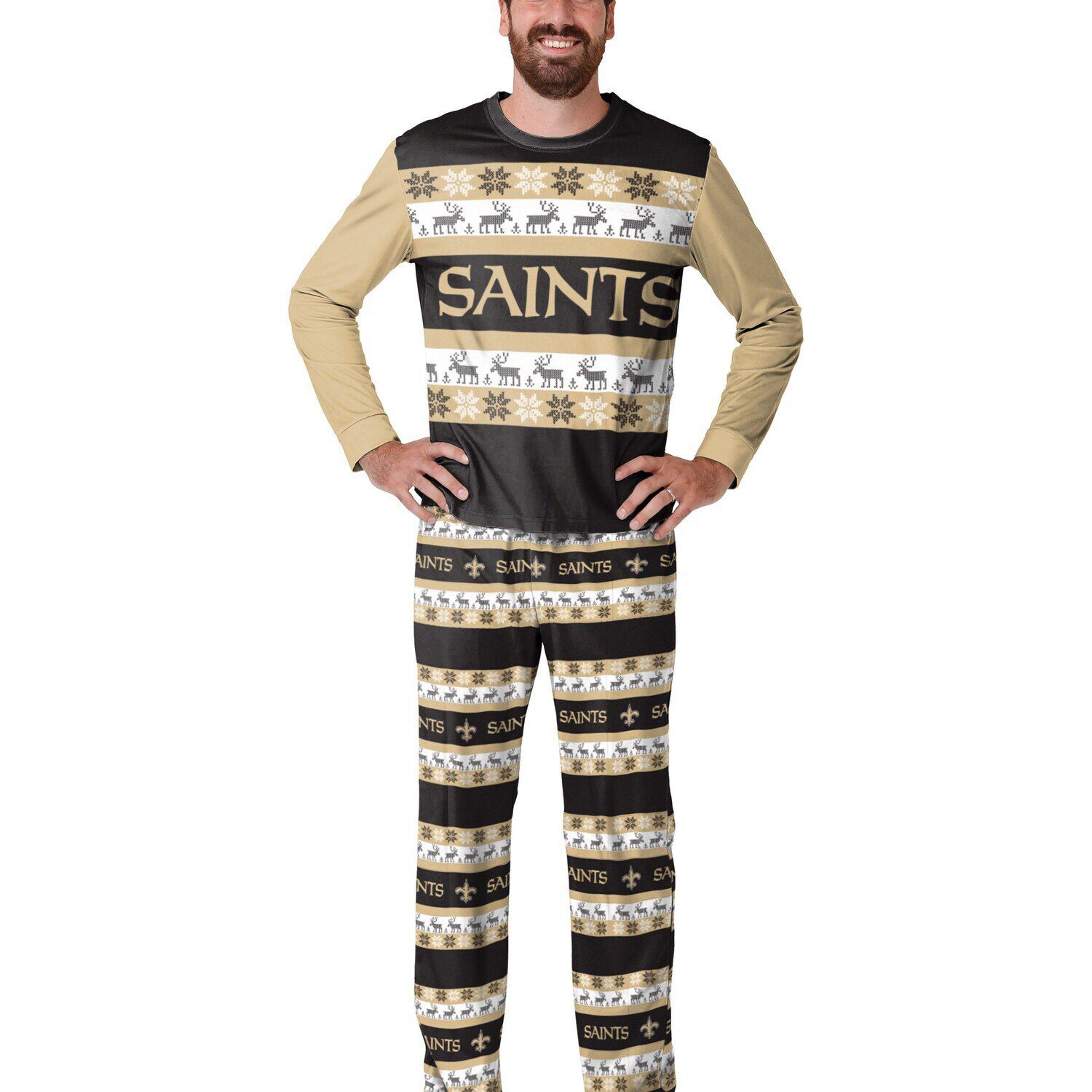 

Мужской черный пижамный комплект FOCO New Orleans Saints Team Ugly