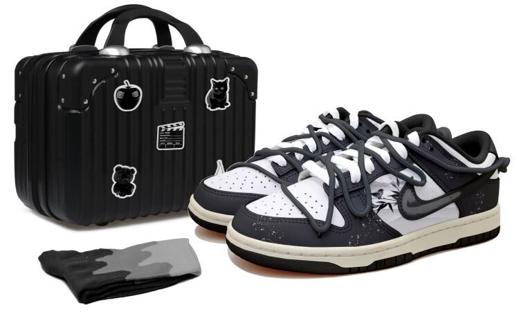 

Кроссовки для скейтбординга Dunk женские с низким верхом, черные/белые Nike