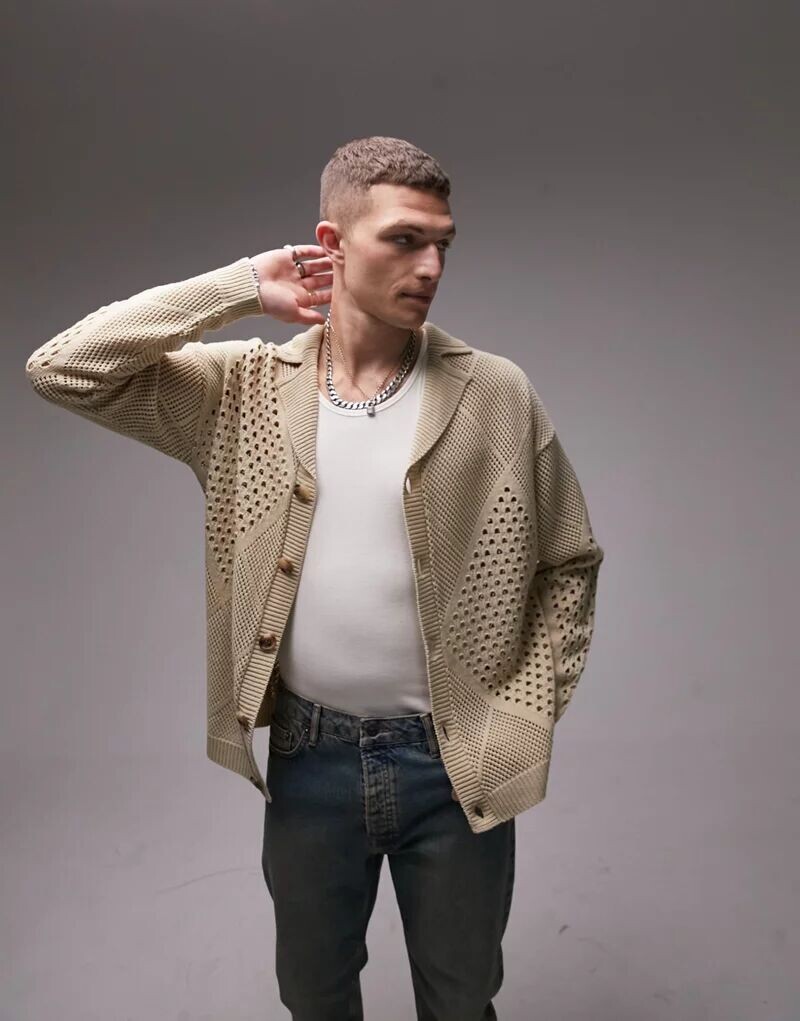 

Кардиган крючком Topman каменно-бежевого цвета