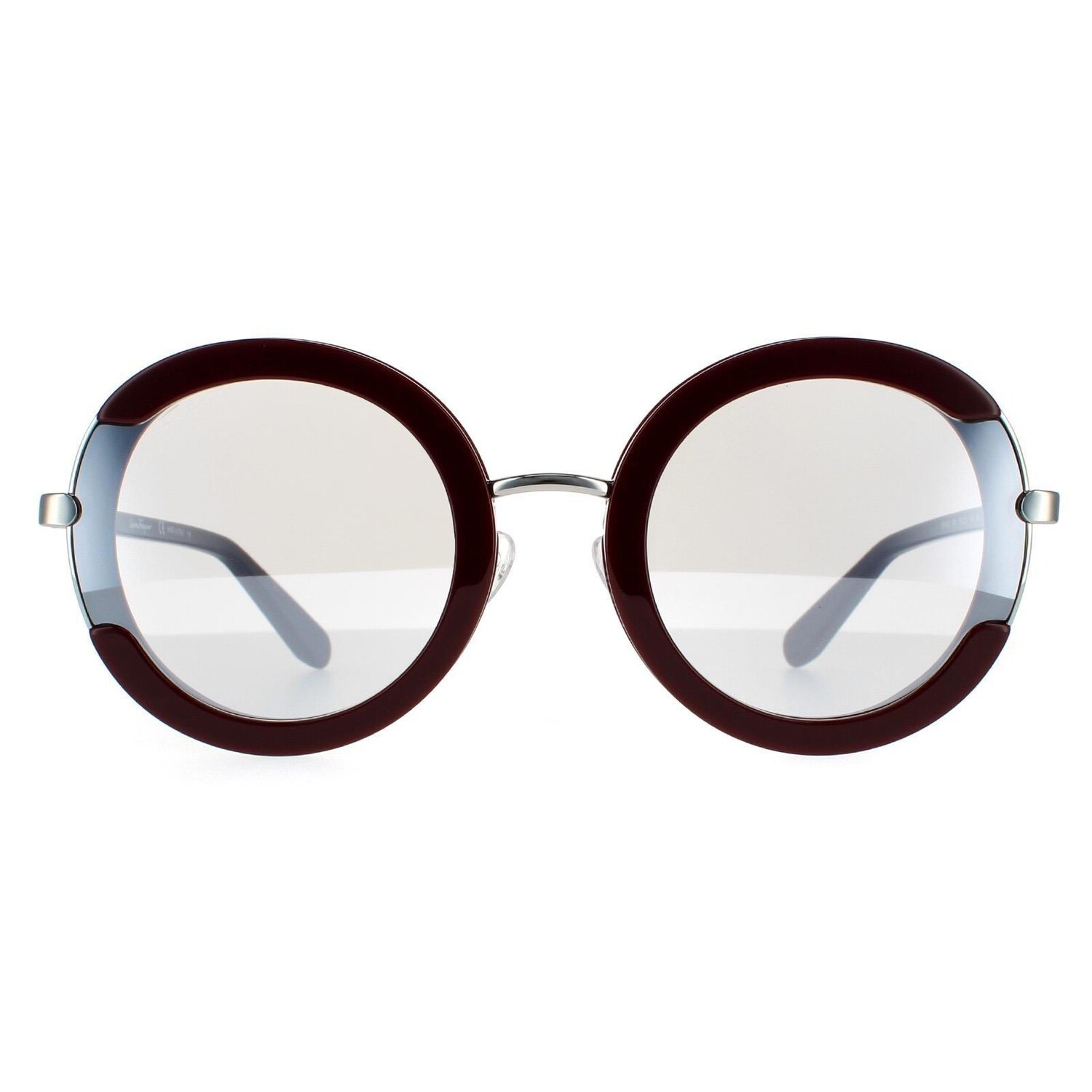 

Круглые бордовые серые солнцезащитные очки Salvatore Ferragamo, красный